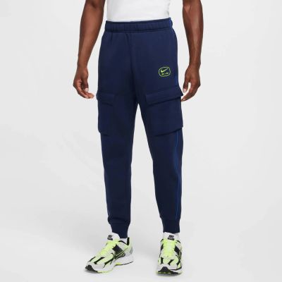 Nike M Nsw Sw Air Cargo Pant Flc Bb - midnight navy/volt in 410 midnight navy/volt