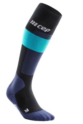 CEP merino socks, skiing, tall, v2, women in blau