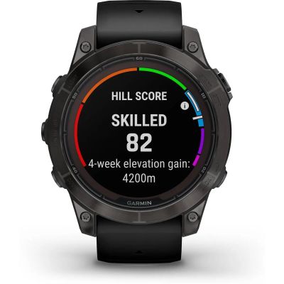 FĒNIX® 7 PRO - SAPPHIRE SOLAR EDITION Schwarz/Carbongrau Titan DLC mit QuickFit®-Silikon-Armband 22 mm in schwarz