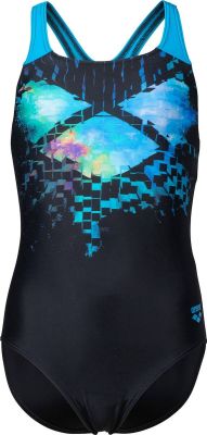 ARENA Kinder Schwimmanzug GIRL'S MULTI PIXELS SWIMSUIT SWIM PRO BACK L in schwarz