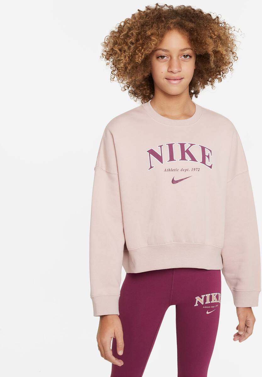 NIKE Kinder Sweatshirt G NSW TREND FLC CREW PRNT Fit Sweatshirts K Artikelnummer FD0885 601 PINK OXFORD