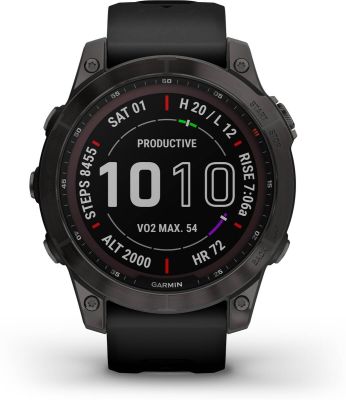 GARMIN f?nix® 7 Sapphire Solar, schiefergraues DLC-Titan mit schwarzem Armband in grau